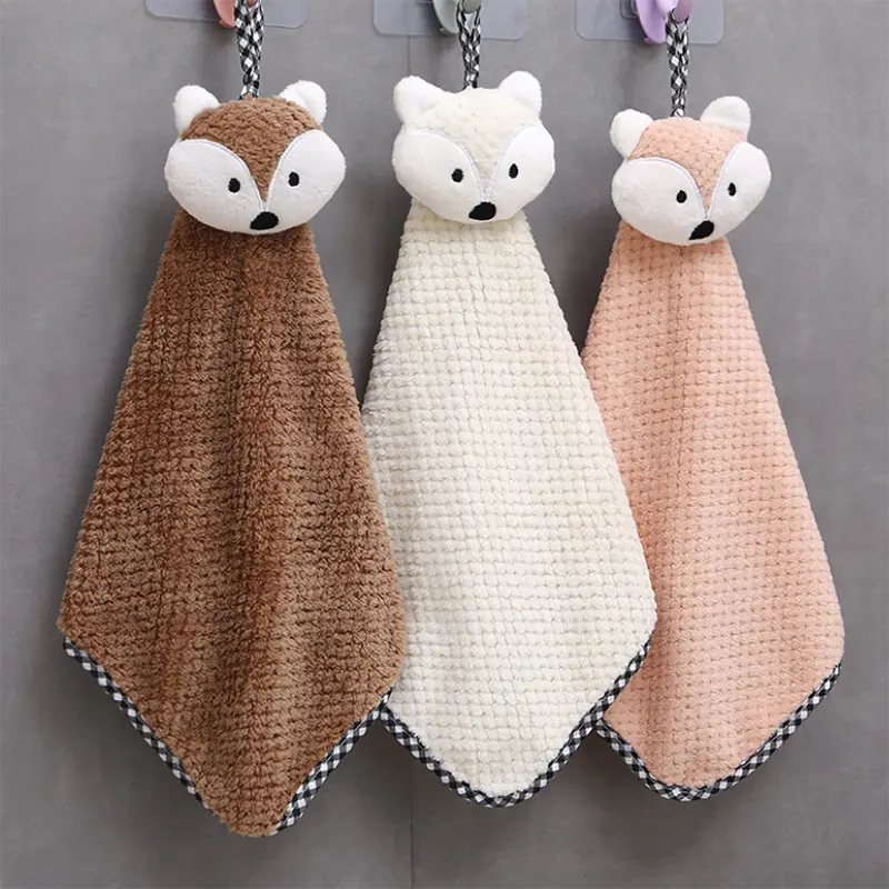 Coral Fleece Hanging Hand Towel - Absorbent Kitchen Cloth