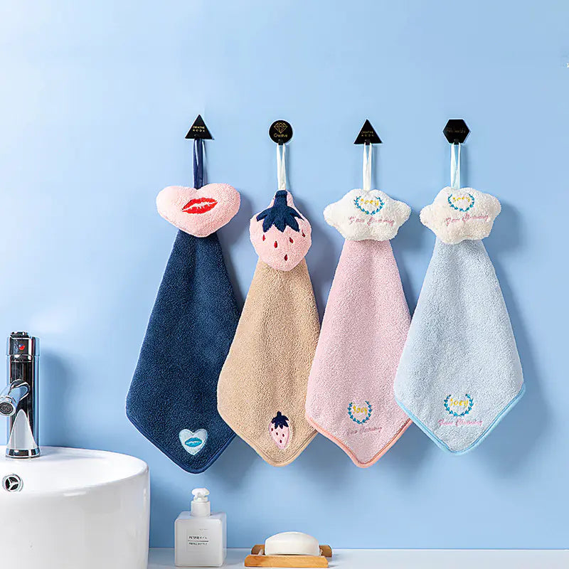 Cute Coral Fleece Kitchen Cloud Hand Towel (Absorbent)