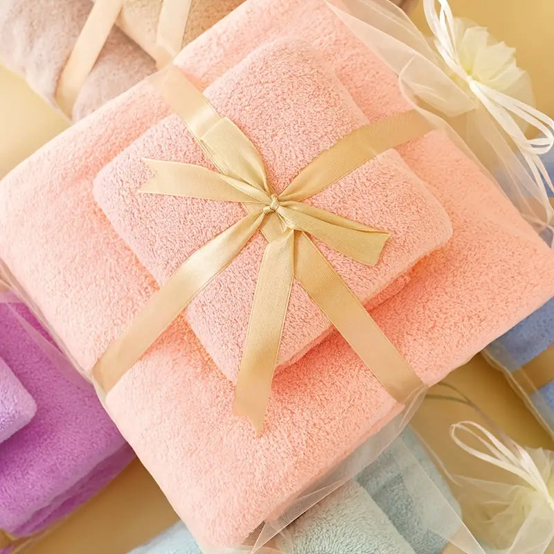 2pcs Ultra Soft Coral Fleece Shower Towel Set