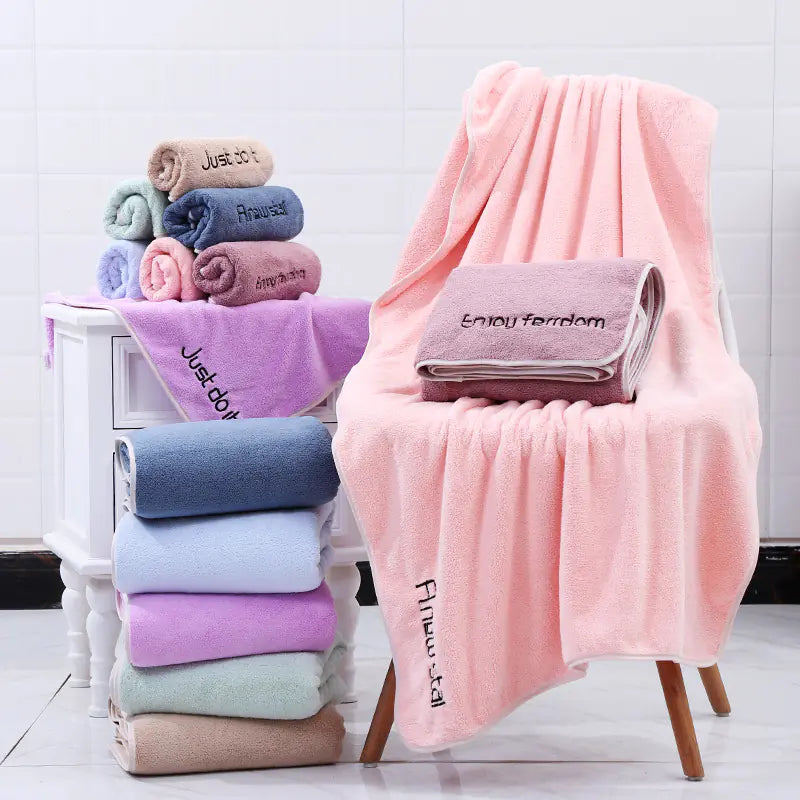 Coral Fleece Towel Set for Adults - Bath & Wrap Towels