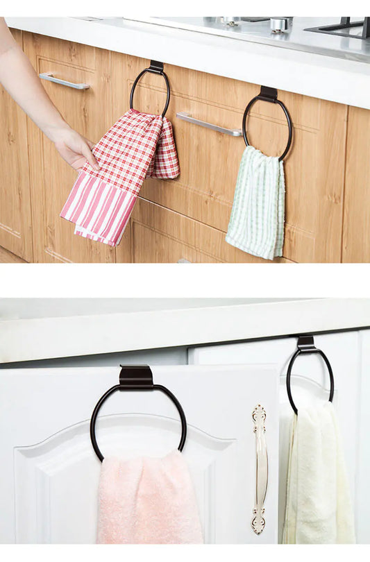 Round Iron Kitchen Towel Rack for Cabinet Doors