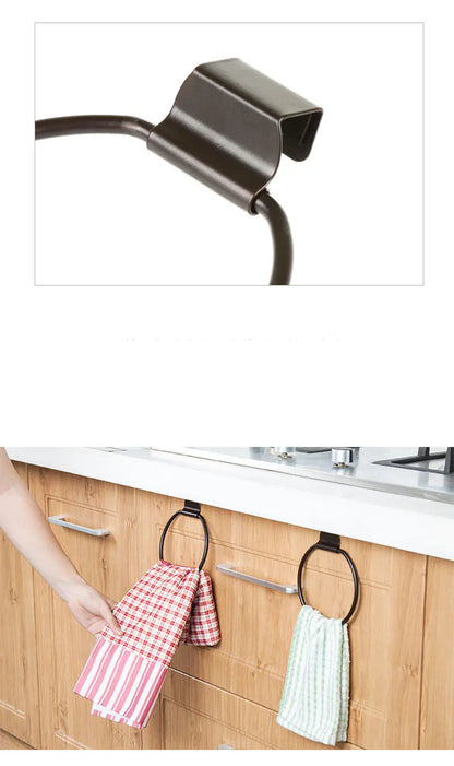 Round Iron Kitchen Towel Rack for Cabinet Doors