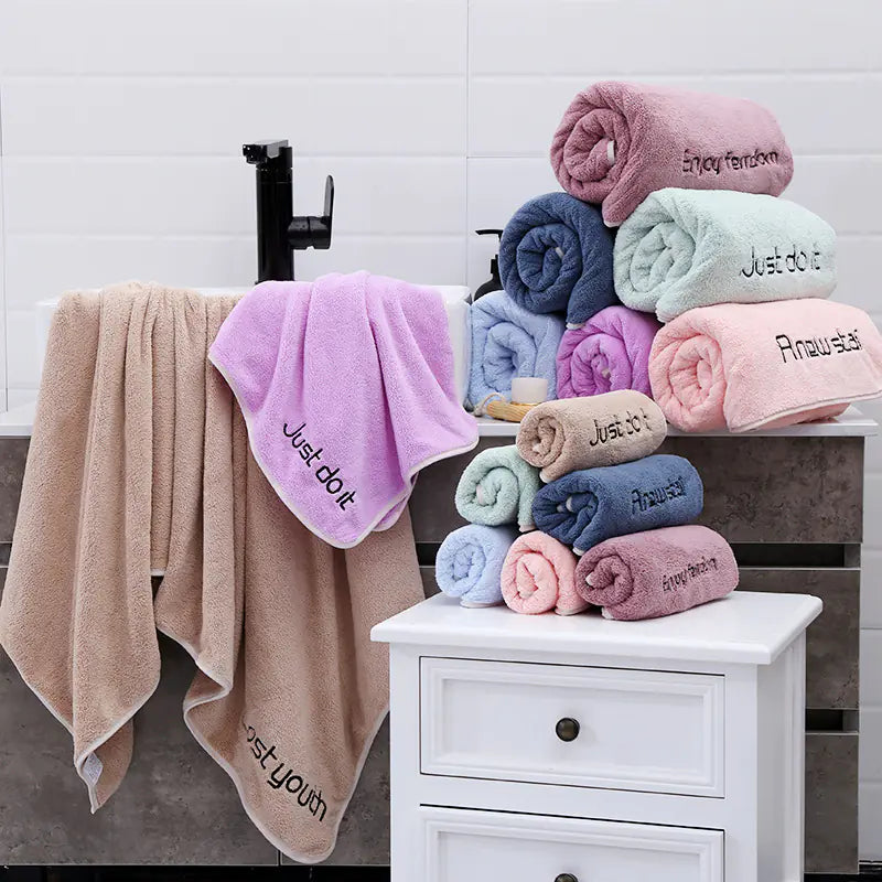 Coral Fleece Towel Set for Adults - Bath & Wrap Towels
