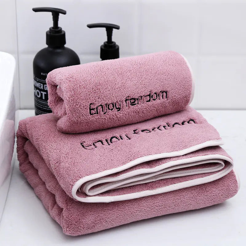 Coral Fleece Towel Set for Adults - Bath & Wrap Towels