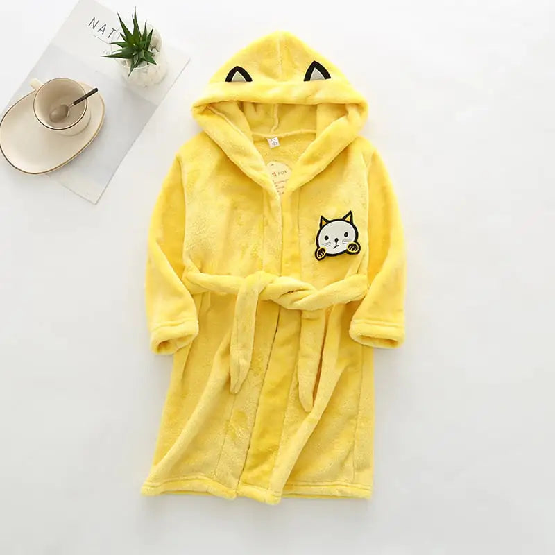 Hooded Flannel Bathrobe for Boys' Home Wear