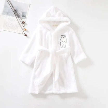 Hooded Flannel Bathrobe for Boys' Home Wear