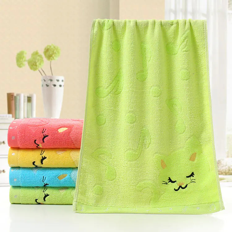 Kids' Jacquard Towel, Cat Design, Baby Towel
