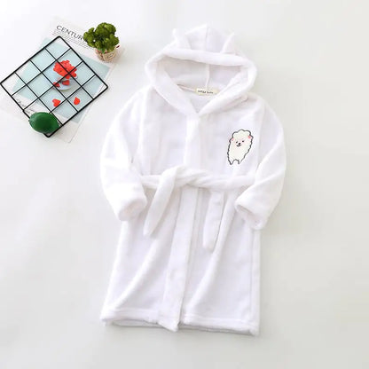 Hooded Flannel Bathrobe for Boys' Home Wear