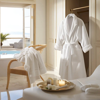 Plush Coral Fleece Bathrobe - Thick & Absorbent