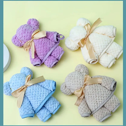 Coral Fleece Bear Hand Towel - 30x30cm Gift Towel