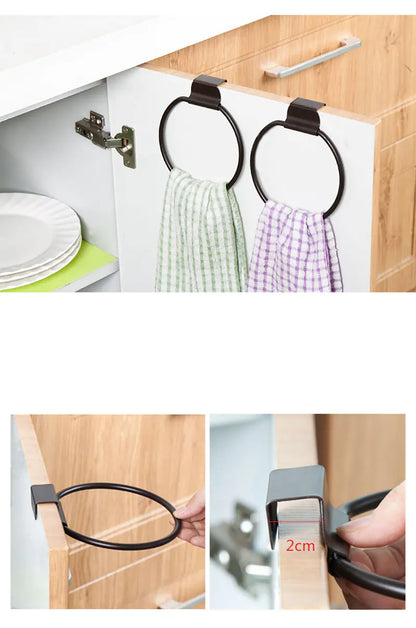Round Iron Kitchen Towel Rack for Cabinet Doors