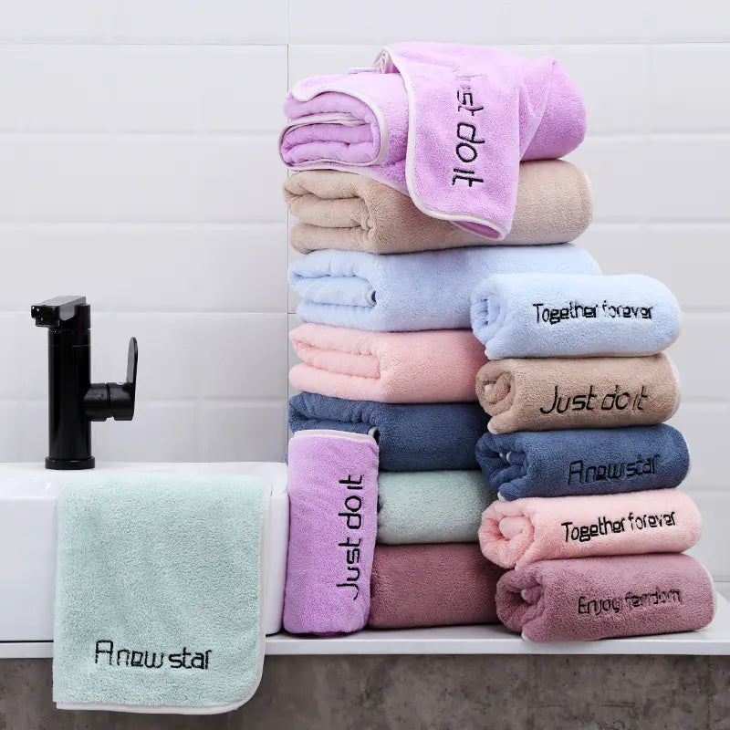 Coral Fleece Towel Set for Adults - Bath & Wrap Towels