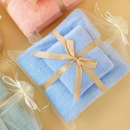 2pcs Ultra Soft Coral Fleece Shower Towel Set