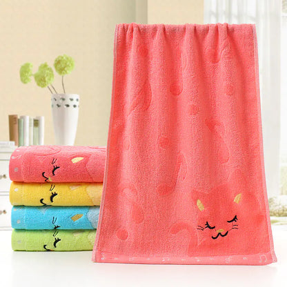 Kids' Jacquard Towel, Cat Design, Baby Towel