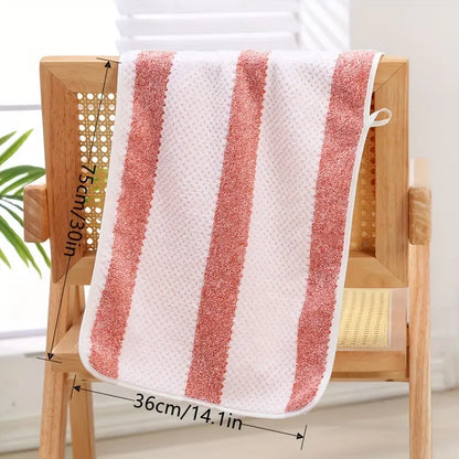 Striped Coral Fleece Absorbent Face Wash Towel (1pc)
