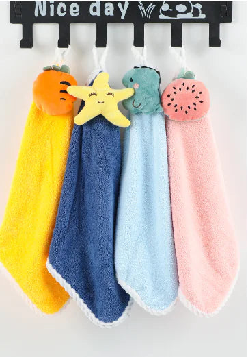 Cartoon Coral Fleece Hand Towel for Kids' Gifts