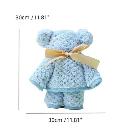 Coral Fleece Bear Hand Towel - 30x30cm Gift Towel