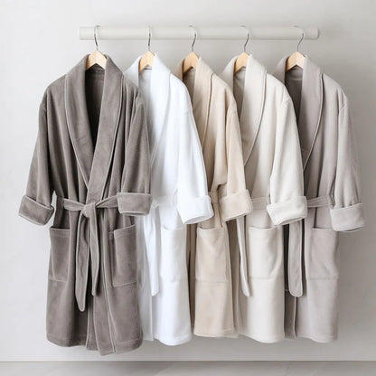 Plush Coral Fleece Bathrobe - Thick & Absorbent